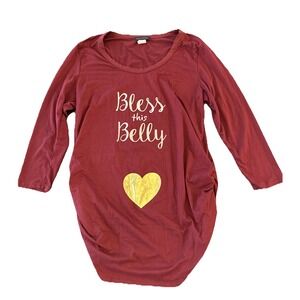 Violet‎ and Ruby medium maternity purple  Bless The Belly Shirt Medium Burgundy